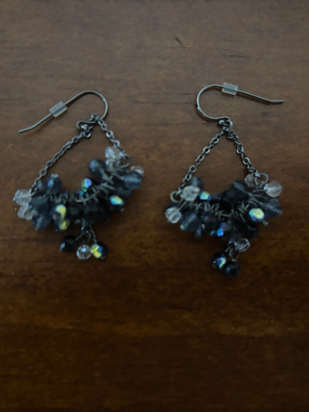 Ann Taylor Black Crystal Cluster Drop Earrings